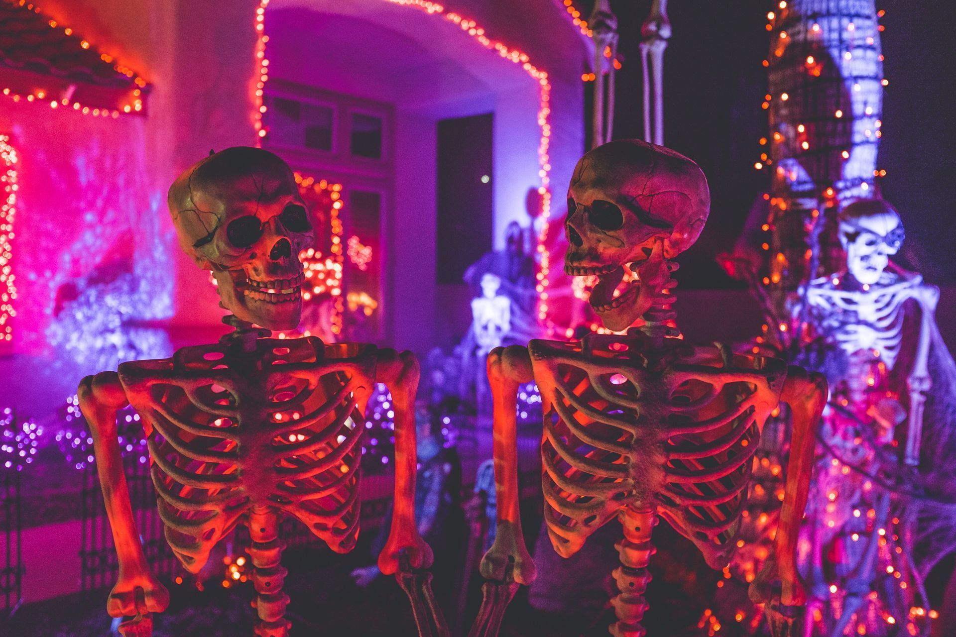 two skeletons at a party