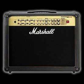 A Marshall AVT275 combo amplifier with black grill and gold buttons