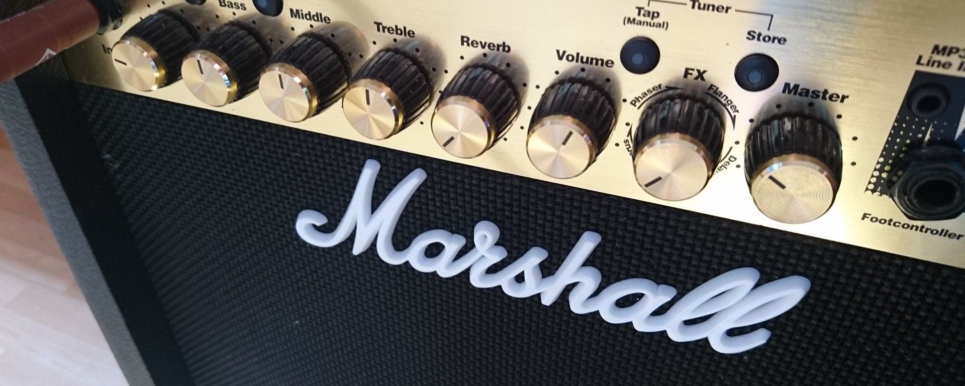 Close up of a Marshall amp