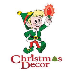 Christmas Decor elf logo holding red Christmas Light