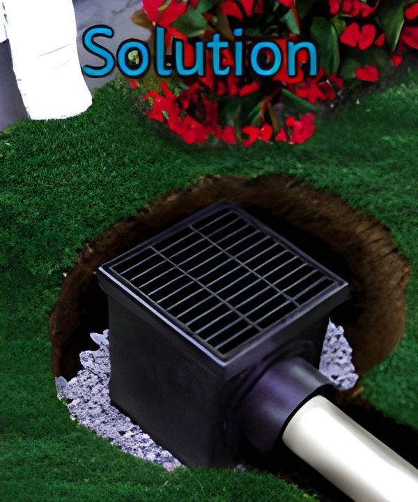A picture of a drain with the word solution above it