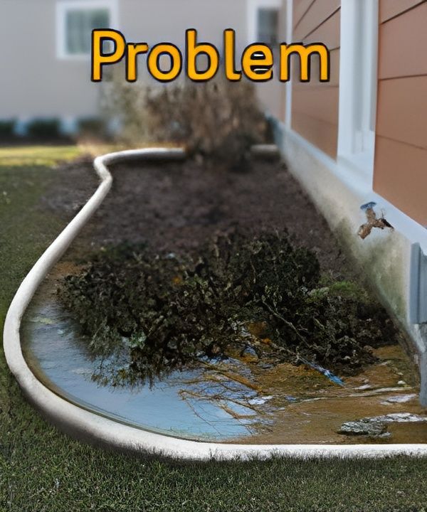 A picture of a puddle by home with the word problem on it