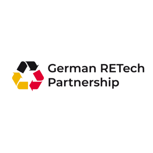 The german retech partnership logo has a recycling symbol on it.