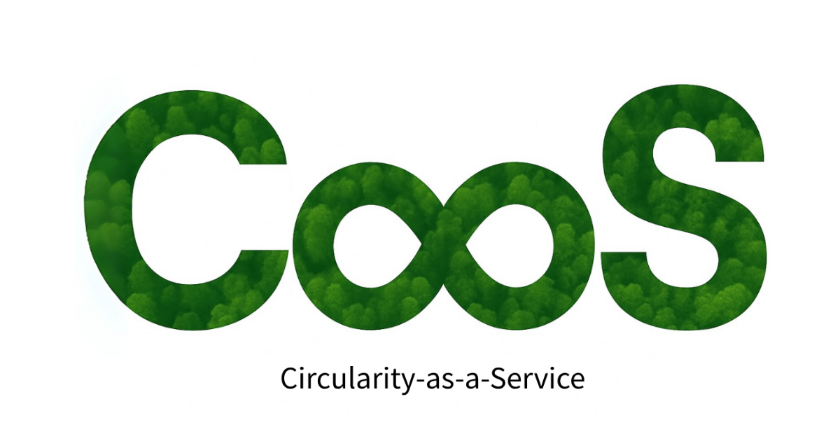The word caas is made of green leaves and contributes to a circular economy as a service.