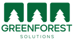 The green forest solutions logo has three trees on it.