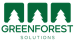 The green forest solutions logo has three trees on it.