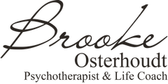 Brooke Osterhoudt logo. Name in cursive, below reads "Psychotherapist & Life Coach".
