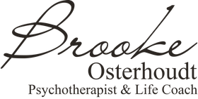 Brooke Osterhoudt logo. Name in cursive, below reads "Psychotherapist & Life Coach".