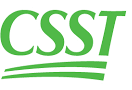 un logo vert et blanc pour csst sur fond blanc.
