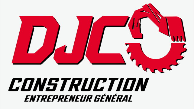 un logo rouge et blanc pour la société DJCO Construction