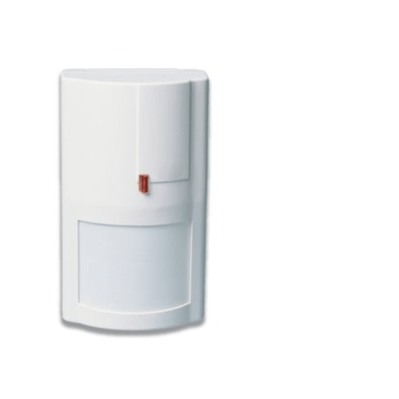 White motion sensor device with a rectangular detection area.