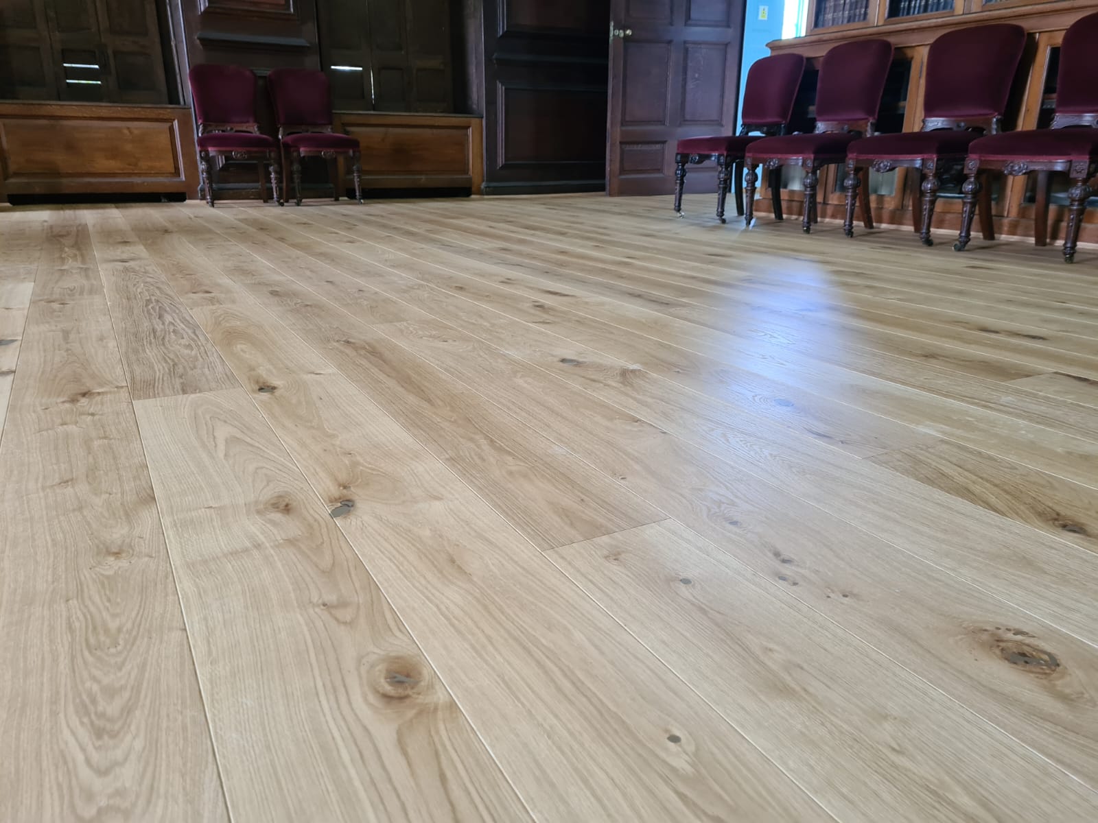 a stunning hard wood floor at a commercial building