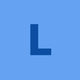 A blue letter l is on a blue background.