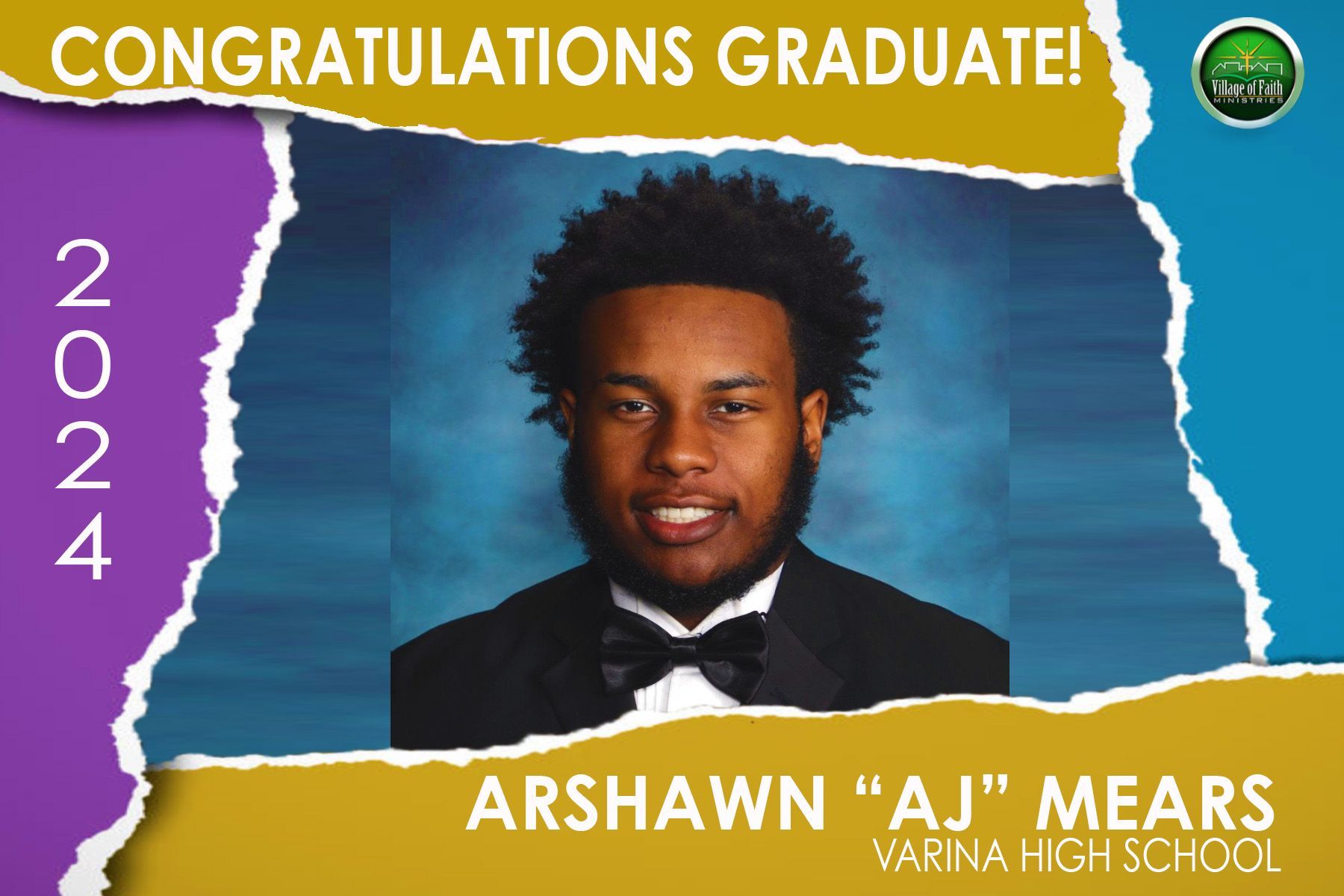Congratulations graduate arshawn aj mears from varina high school