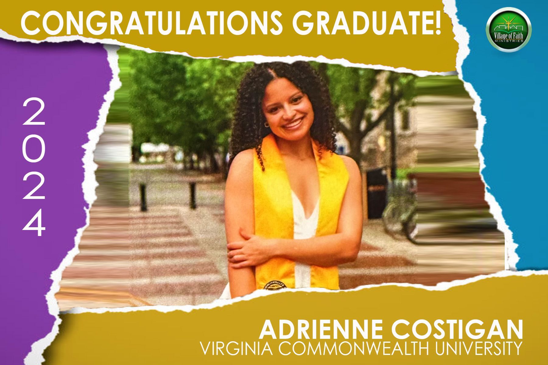 Congratulations graduate adrienne costigan from virginia commonwealth university