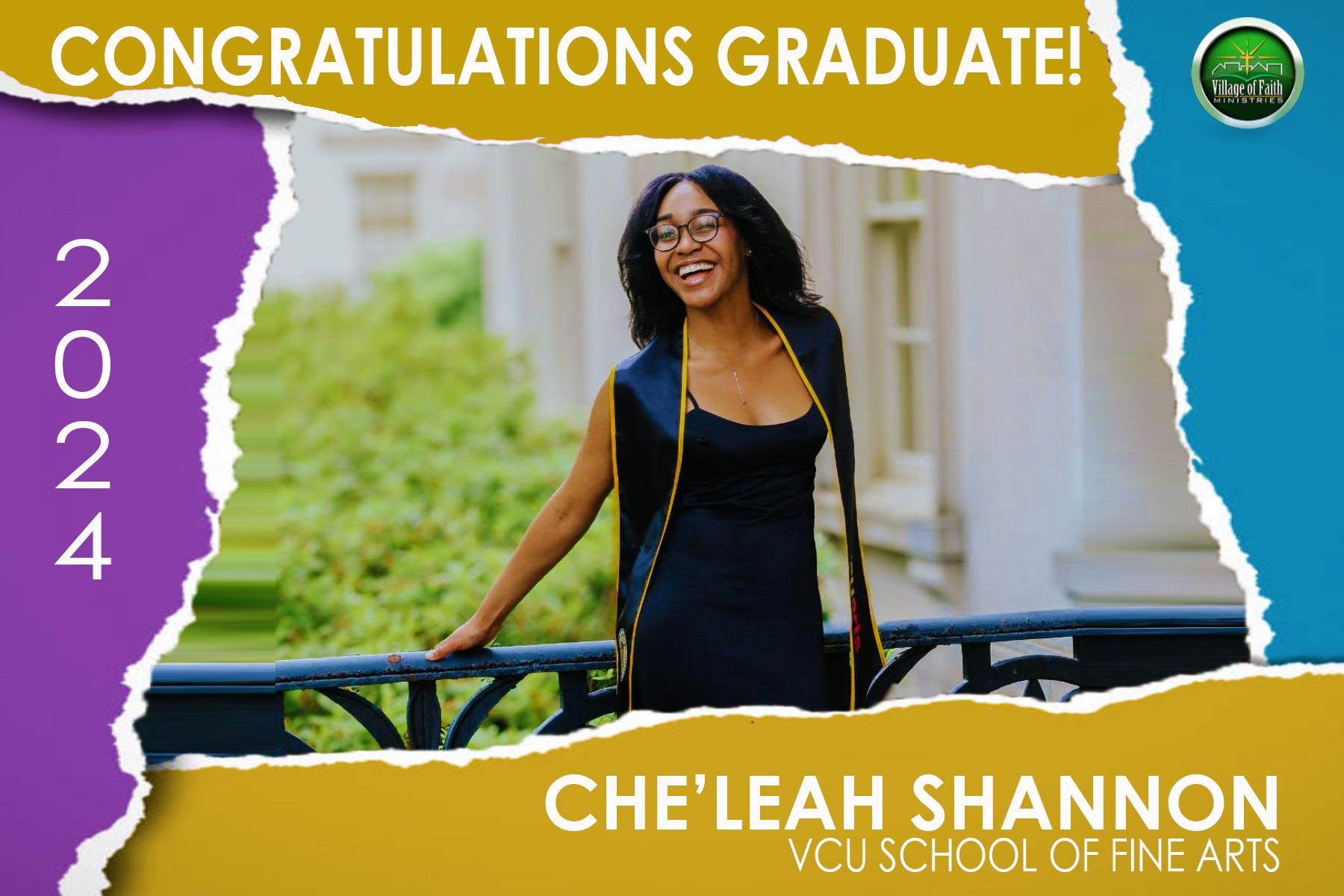 Congratulations graduate che leah shannon from vcu school of fine arts