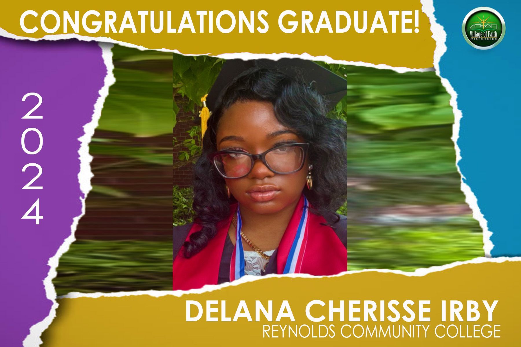 Congratulations graduate delana cherisse irby from reynolds community college