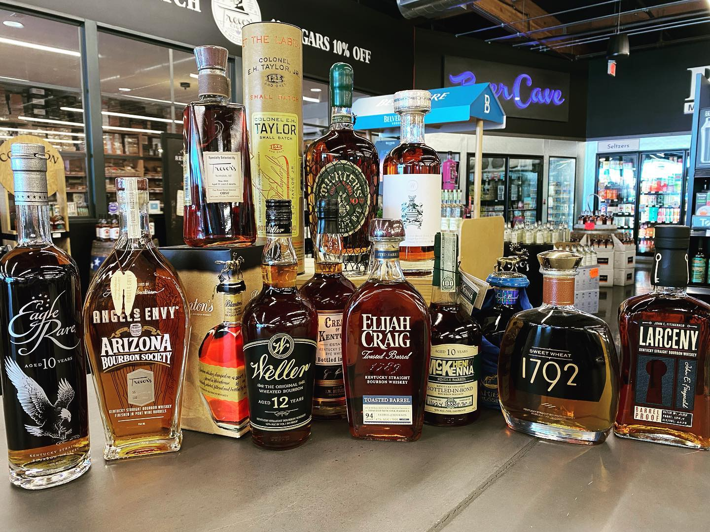 Rare bourbon bottles at Trevor's Liquor Arizona