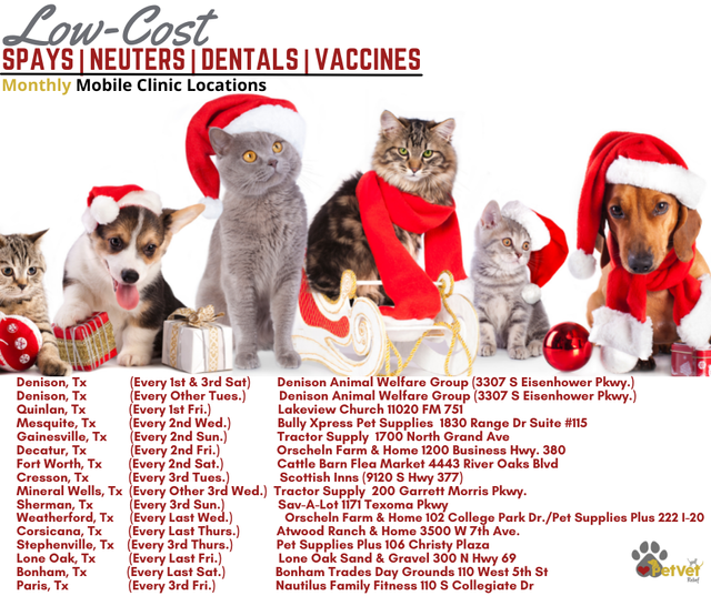 Find Us | PetVet Relief | Low-Cost Pet Spays, Neuters, Dentals & Vaccines |  Texas