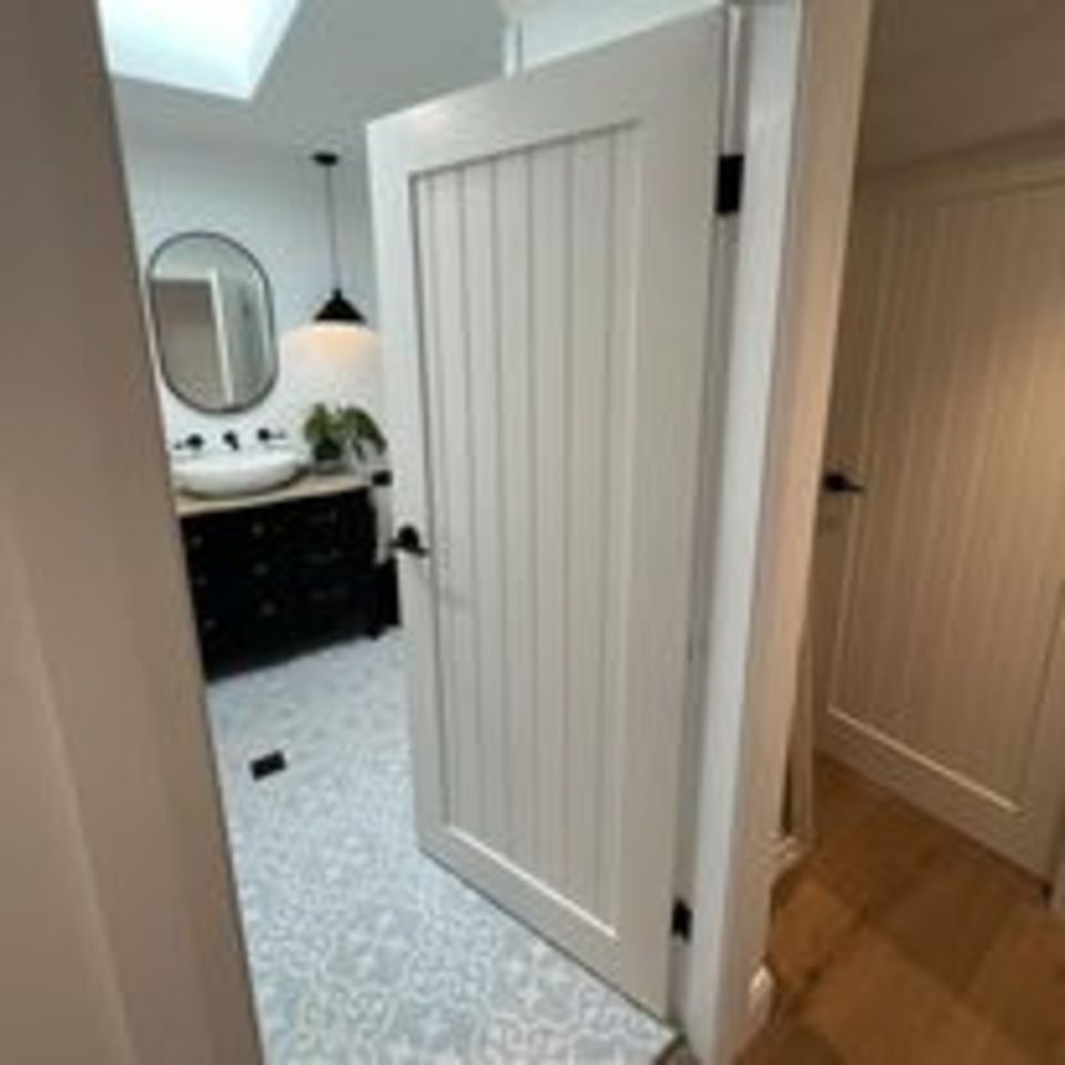 wooden white door