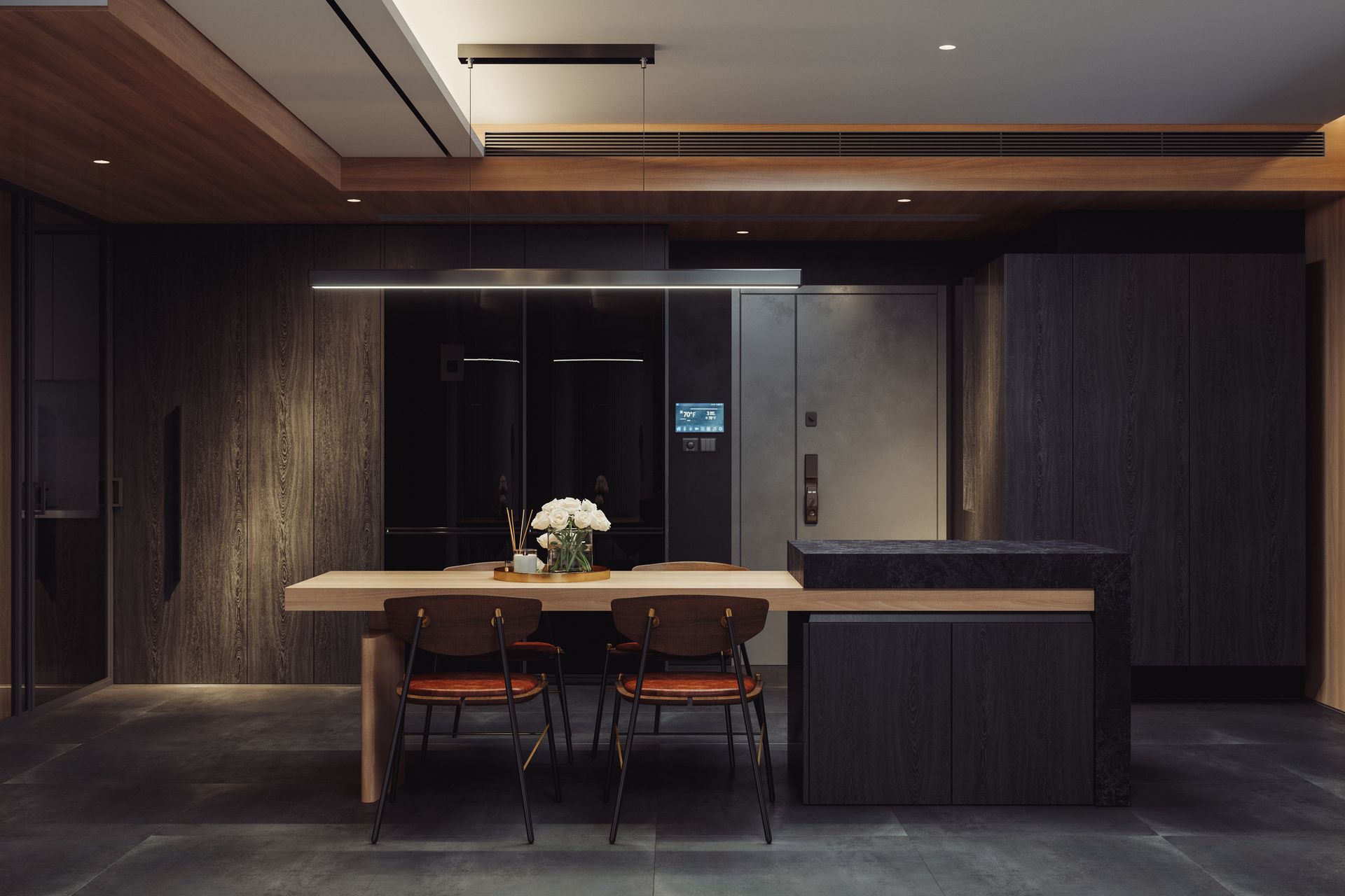 cucina moderna di notte