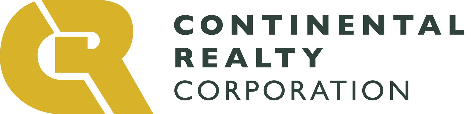 The logo for the continental realty corporation is yellow and black.