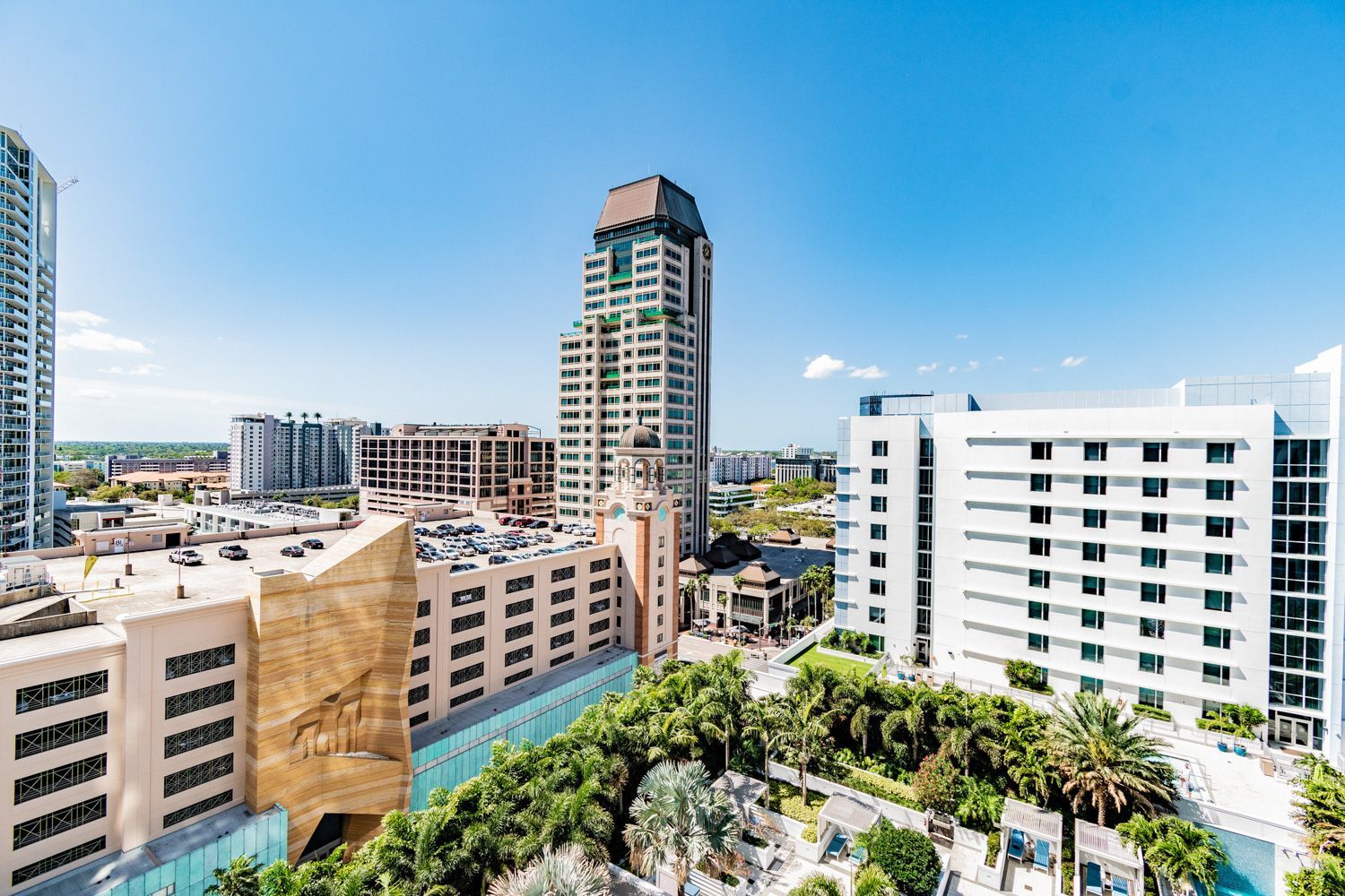 An aerial view St. Petersburg, Florida downtow with a lot of buildings and trees shoot by Craig Westerman.