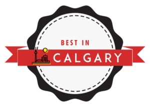 A badge that says best in calgary on it