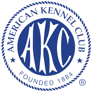 American Kennel Club logo: Blue and white circular emblem with 