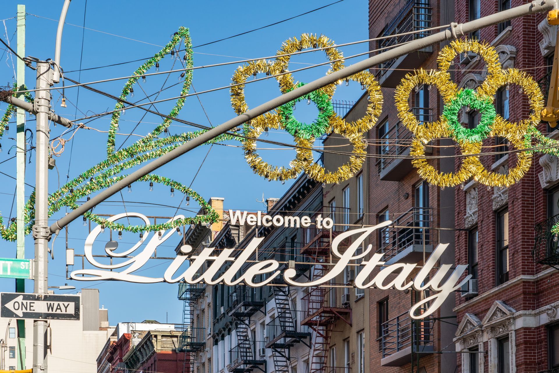 A street with a sign that says welcome to little italy