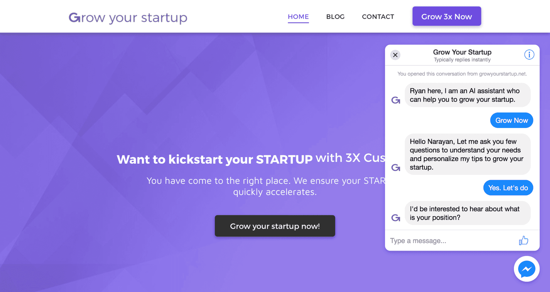 Facebook Bot - Grow your startup