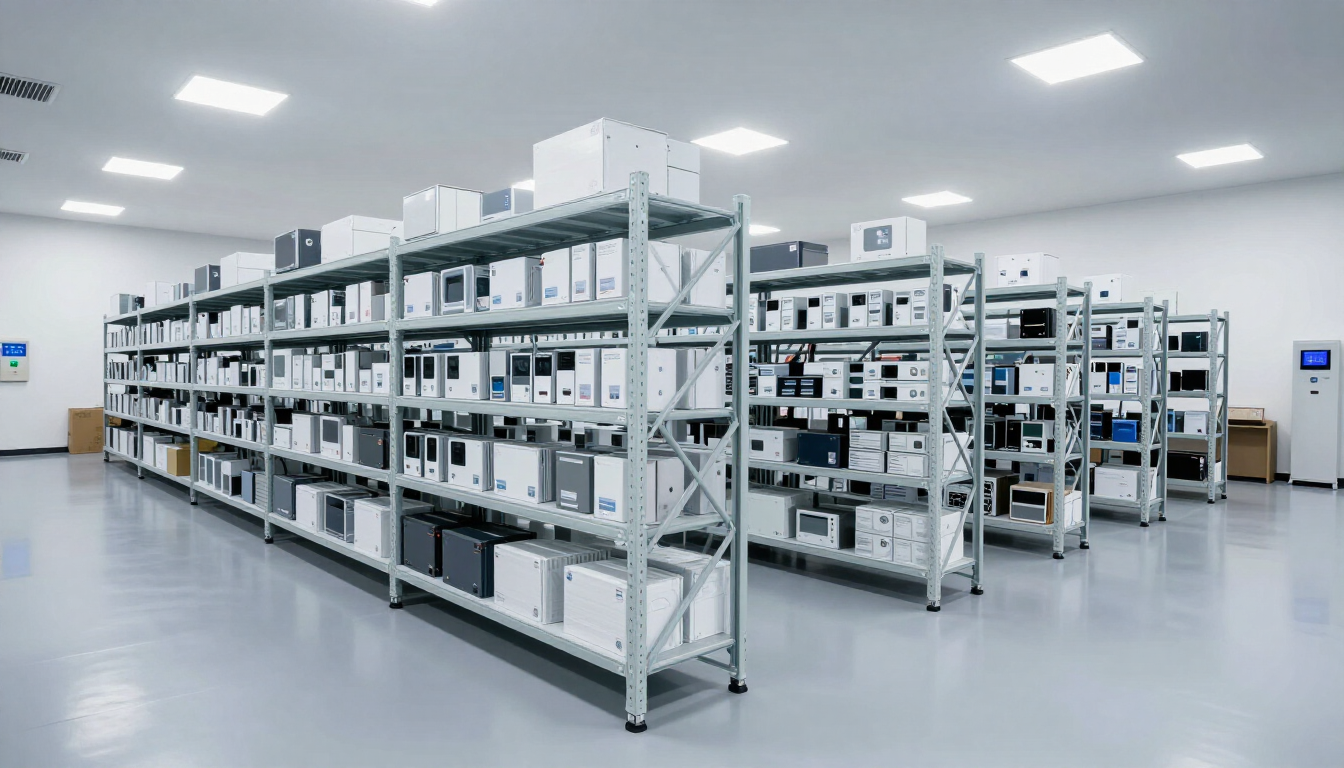 A clean industrial warehouse for electronic components