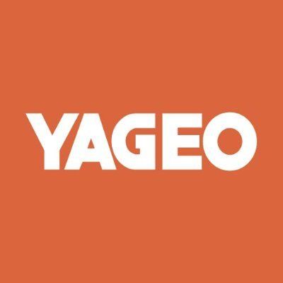 White YAGEO logo on an orange background