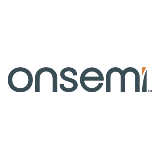 Onsemi logo in dark gray with orange accent