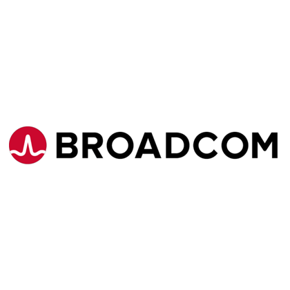 Broadcom logo in black text with a red circular icon on a white background