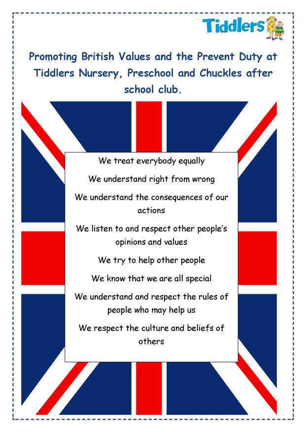 British Values Tiddlers Day Nursery