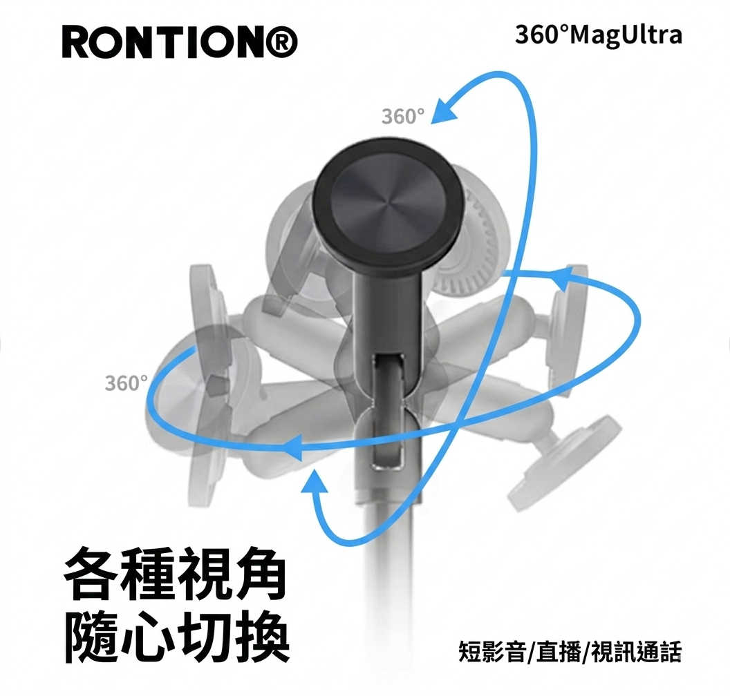 RONTION® 360° MagUltra 五軸磁吸支架｜手機與平板通用