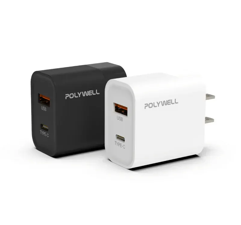 【POLYWELL】PD雙孔快充頭 30W Type-C充電器 豆腐頭 適用蘋果iPhone快充