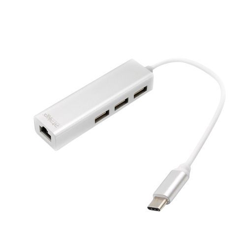 【atake】Type-C HUB高速網路卡+3埠USB集線器 RJ45接口/分線器/HUB/網路線/Mac網路轉接頭