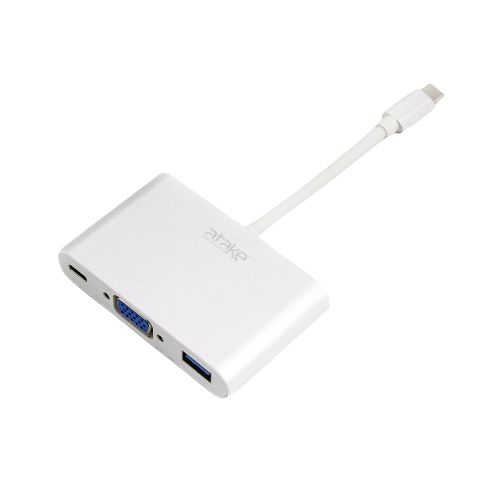 【atake】Type-C轉VGA/Type-C/USB3.0轉接器 三合一/Mac螢幕轉接器/OTG/傳輸充電轉接器