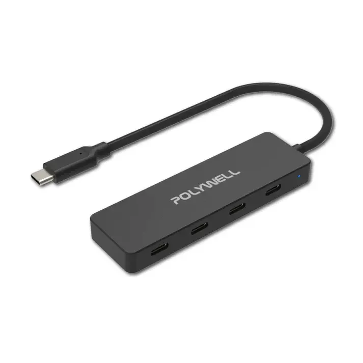 【POLYWELL】USB3.2 Type-C 4埠高速集線器 分線器 擴展器 10Gbps Hub