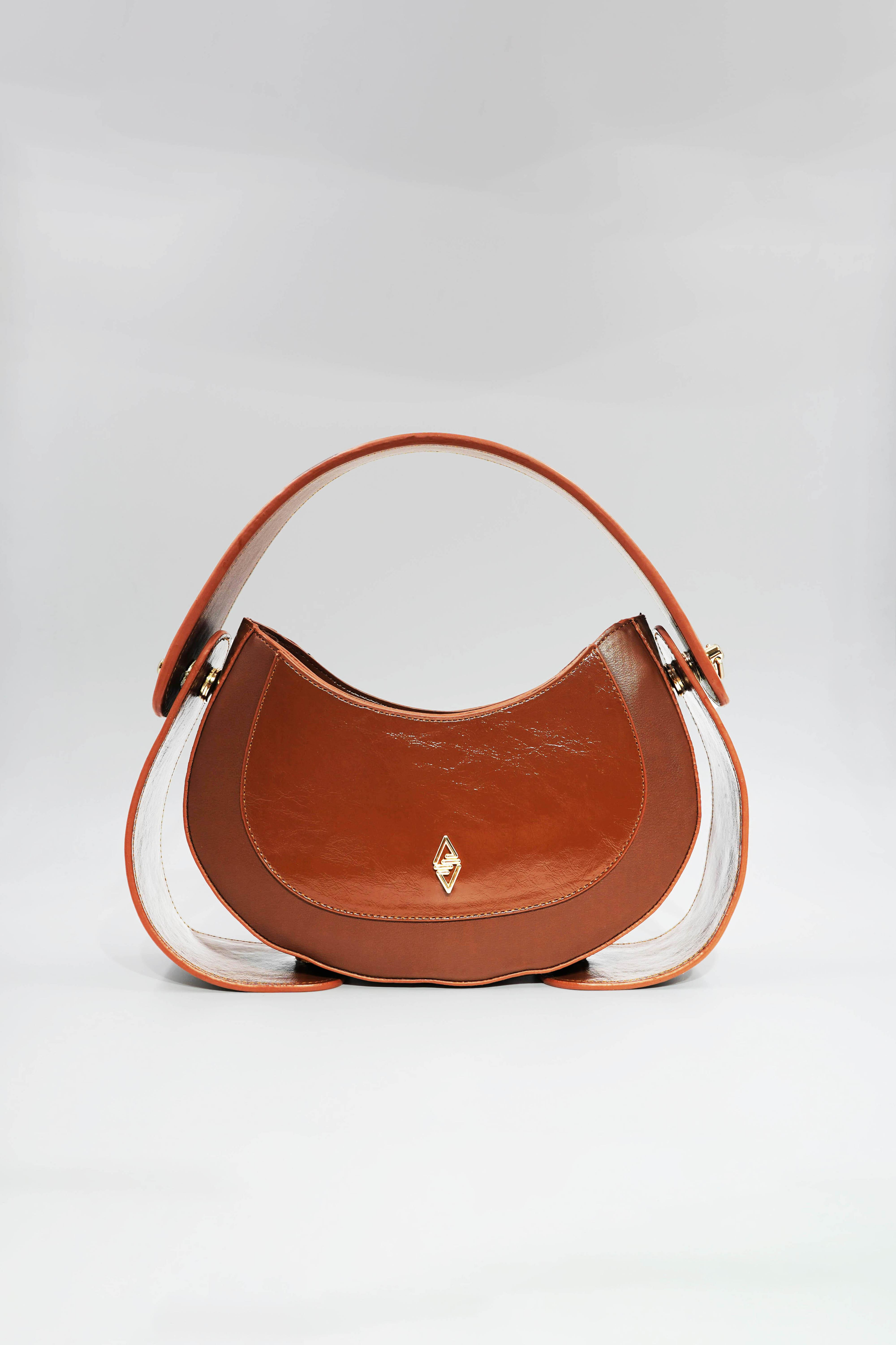 Zaria Exclusieve Dames Schoudertas – Uniek Designer - Model in Bruine Earth Color Luxe Statement Tas