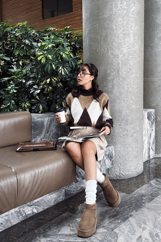 Argyle Diamond Dames Trui Bruin