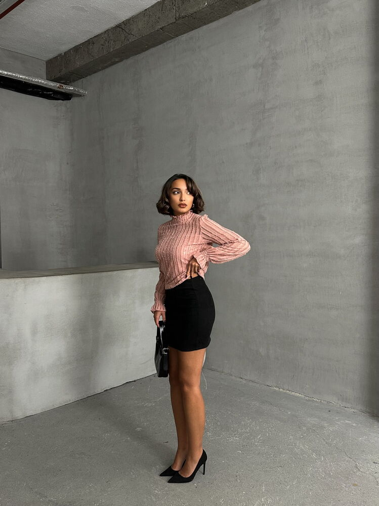 Rosé Textuur Dames Blouse met Ruches