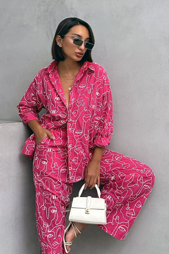 Broderie Line by AroeFashion - Geborduurde Blouse Fuchsia