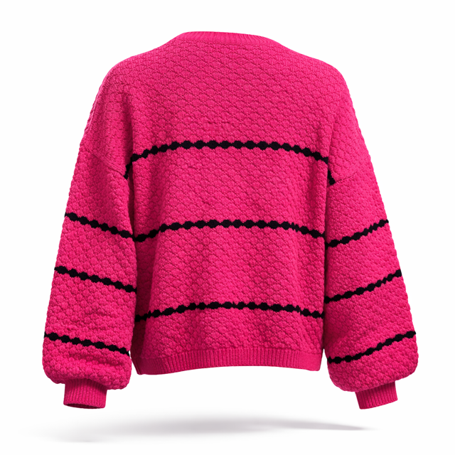 Dames Oversized Fuchsia Warme Gebreide Trui – Grof Knit – Zachte 30% Wol 70% Acryl – One Size