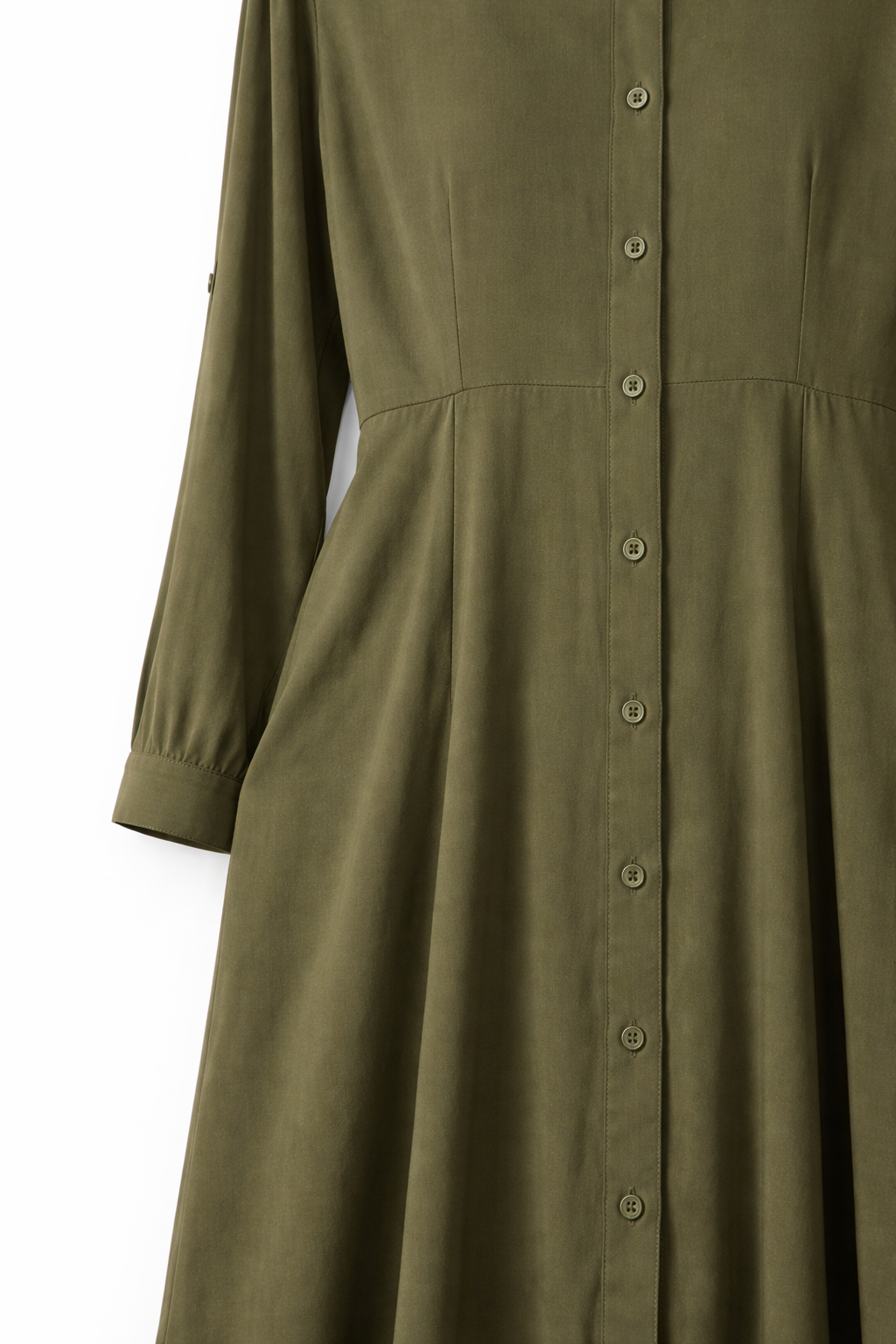 Kaki Olijfgroen Maxi Blousejurk 95% Viscose – Luchtige Lente/Zomer Jurk