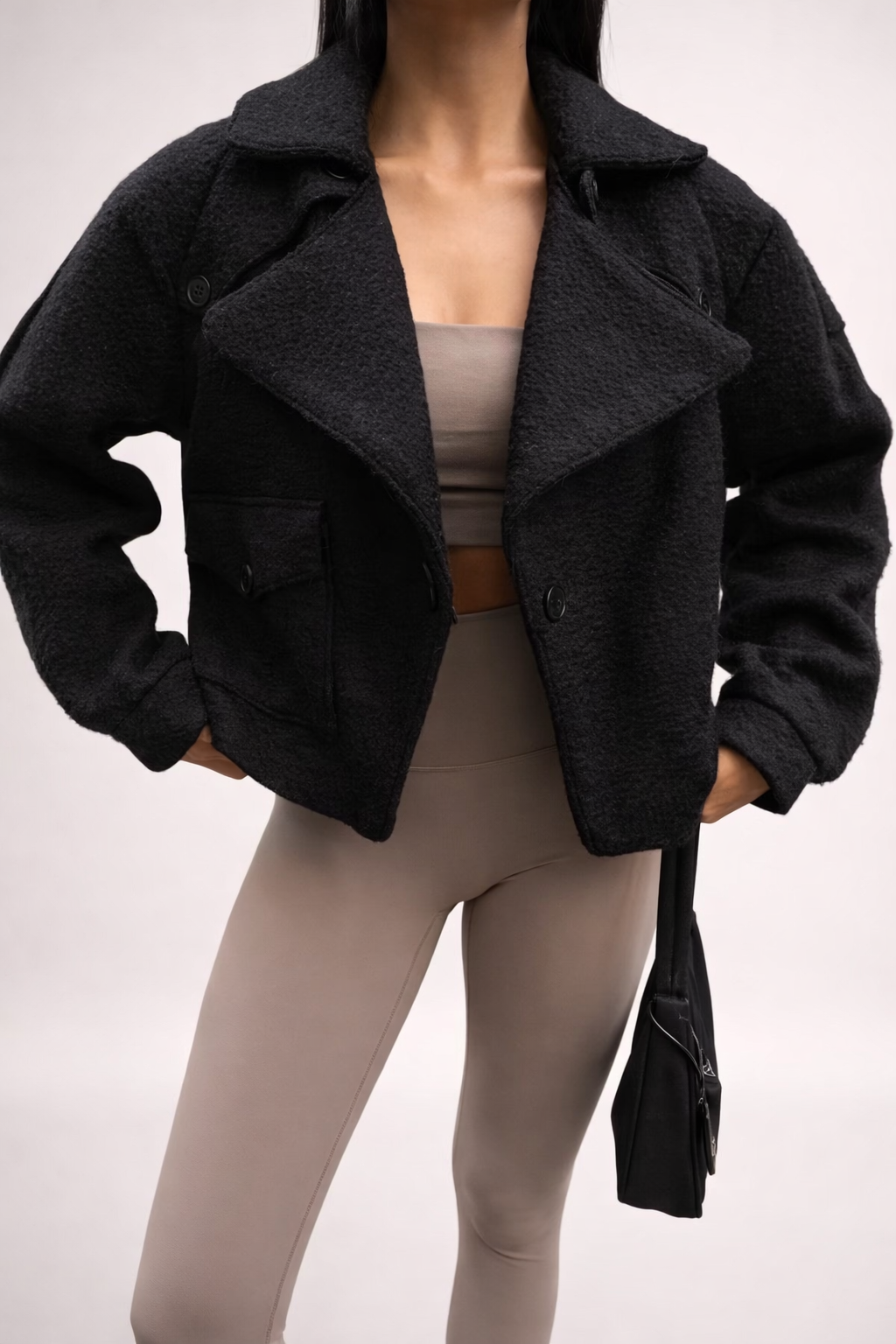 Zwarte Teddy Jacket Dames – Luxe Korte Jas met Oversized Fit