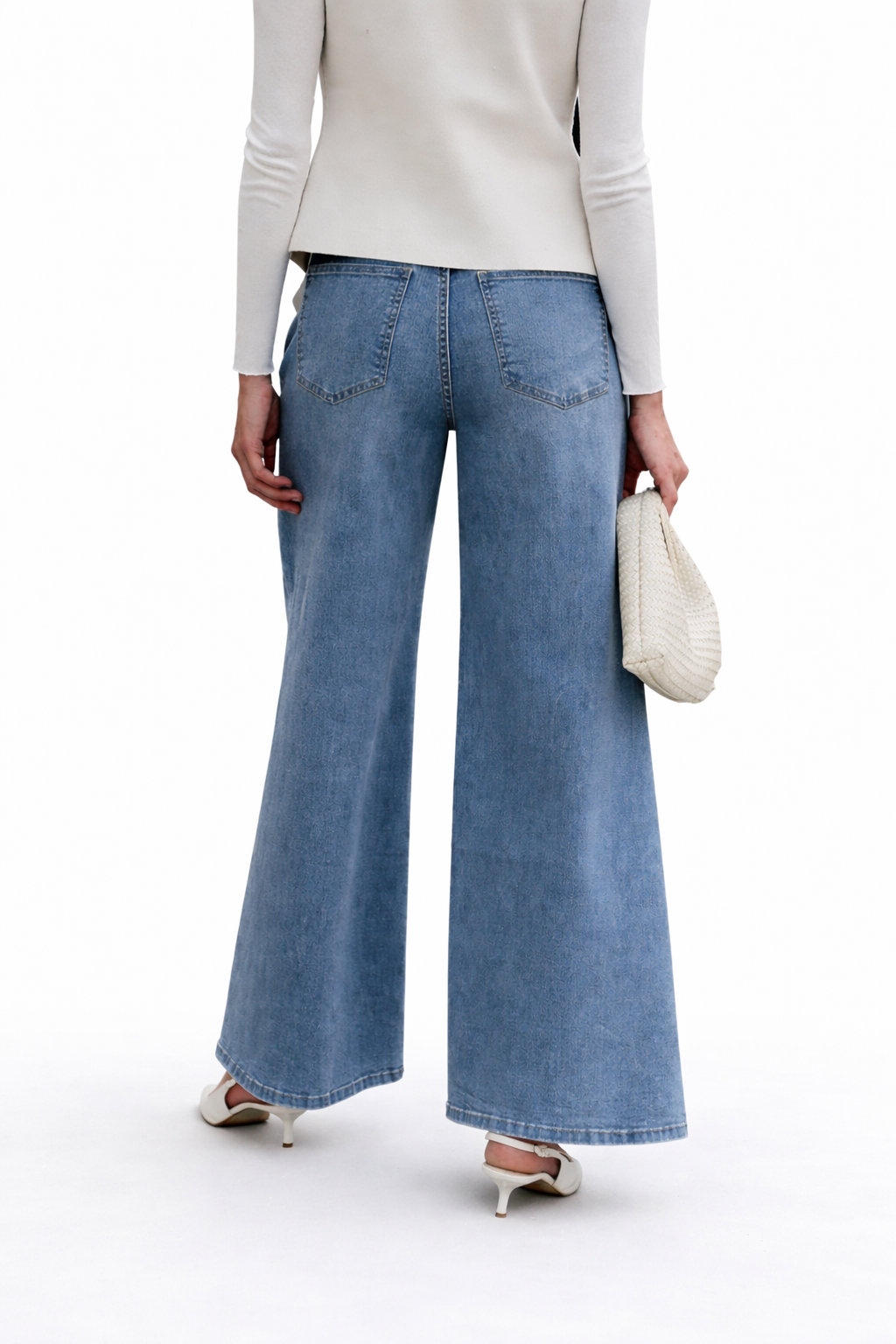 Dames Wide Leg High Waist Jeans in Lichtblauw Denim Oraije