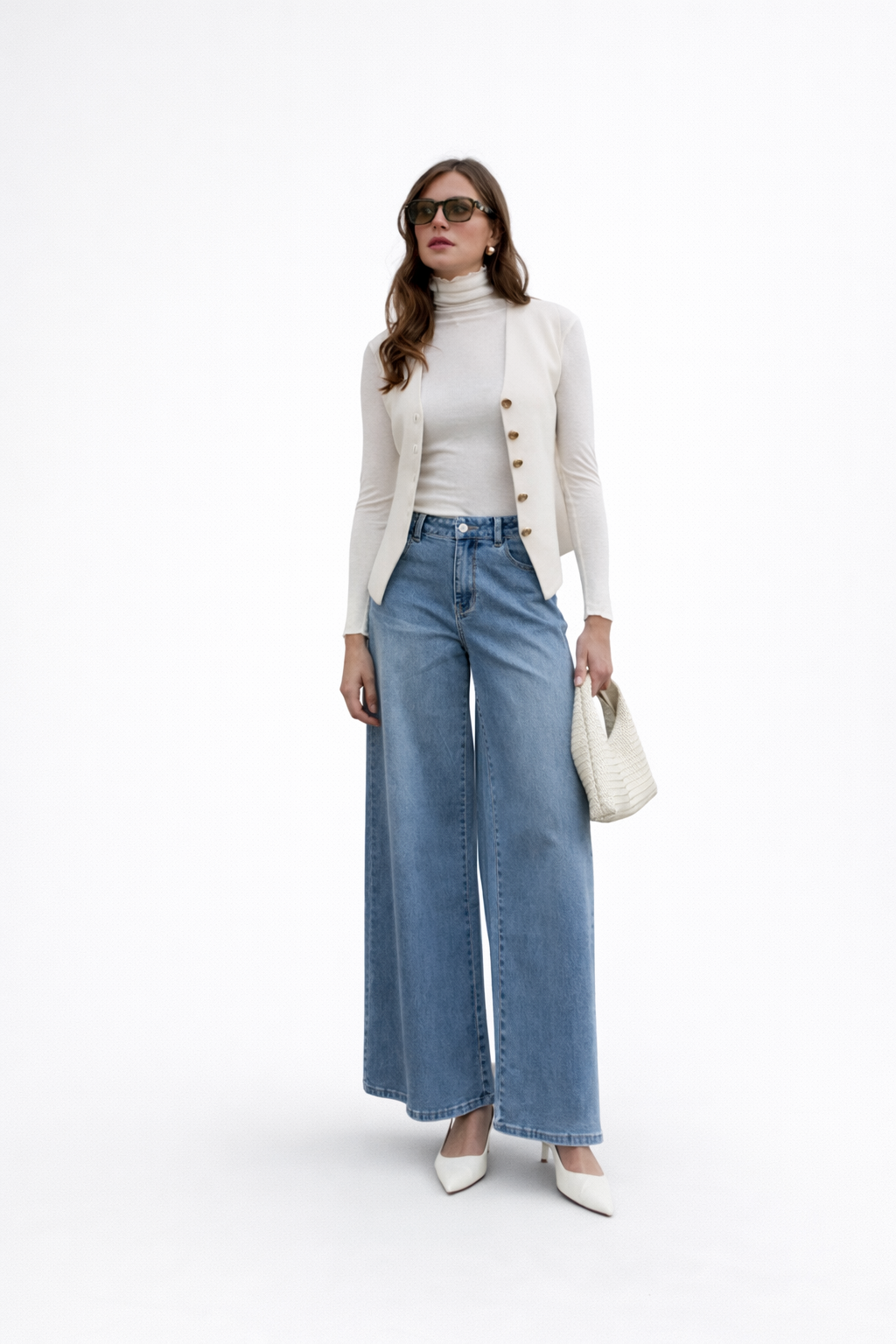 Dames Wide Leg High Waist Jeans in Lichtblauw Denim Oraije